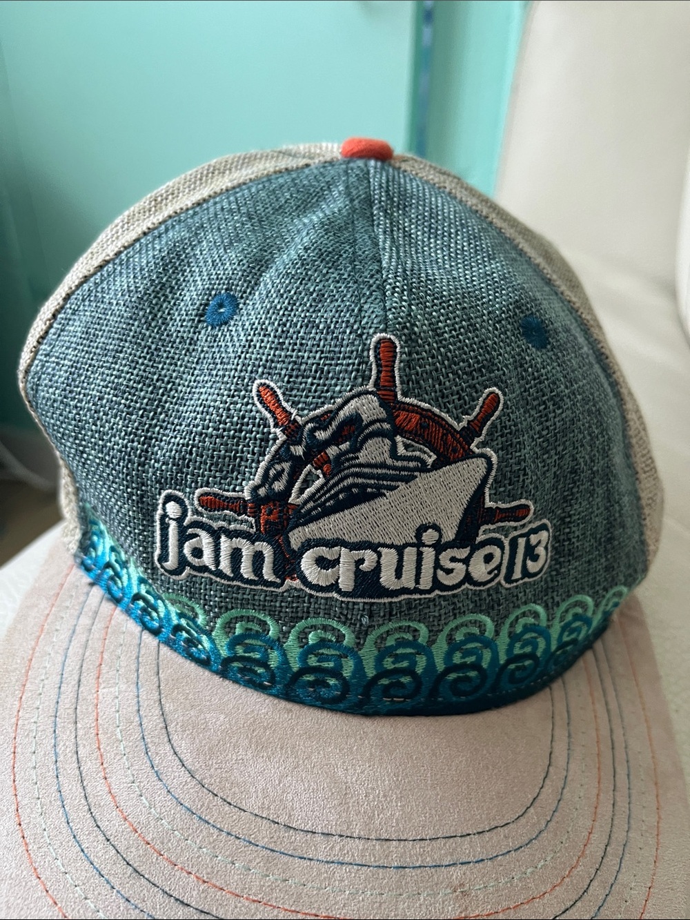 Jam Cruise 13 Embroidered Blue & Tan Trucker Hat